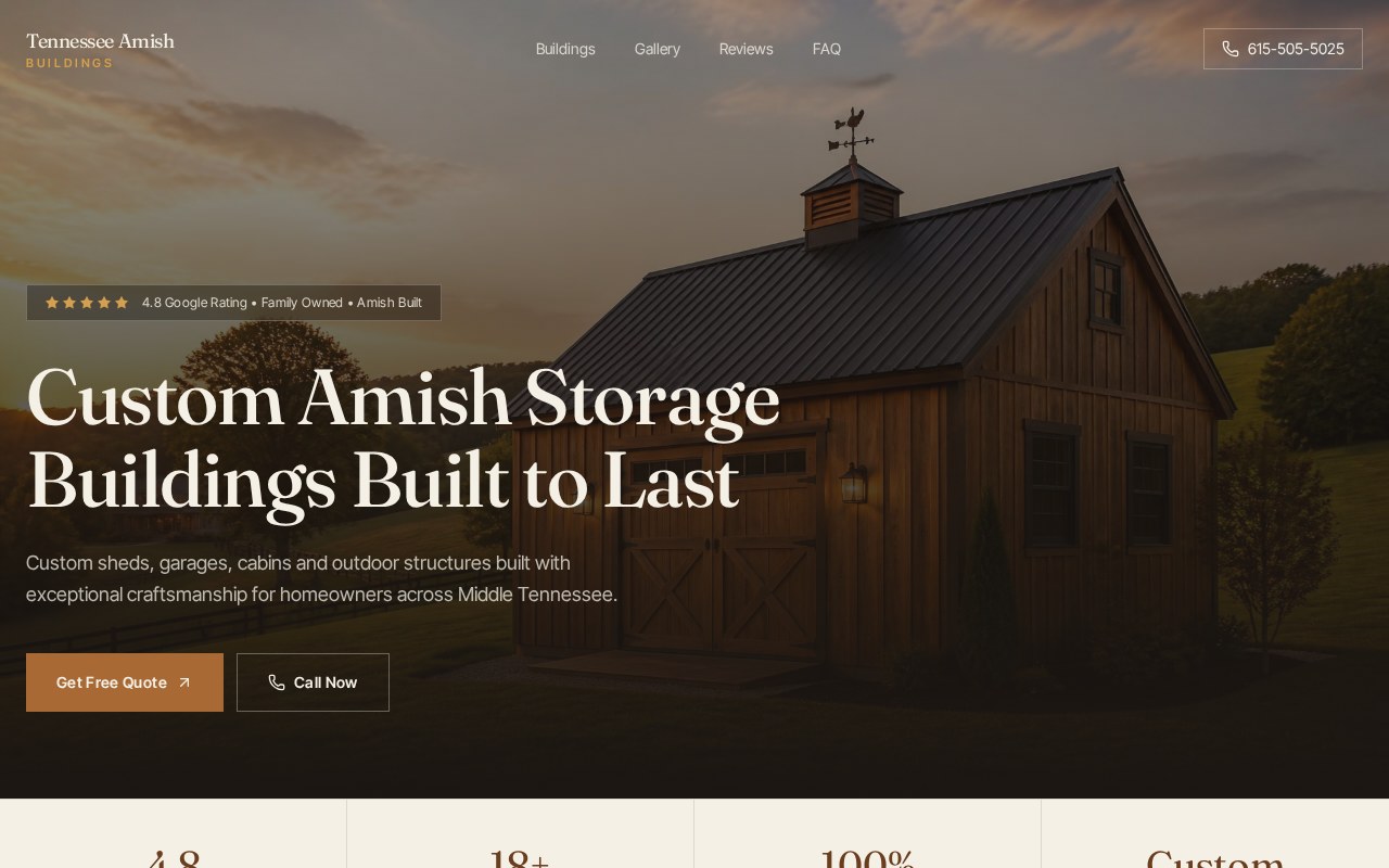 Amish Buildings website designed by Ziro Agency, shown on a MacBook and iPhone