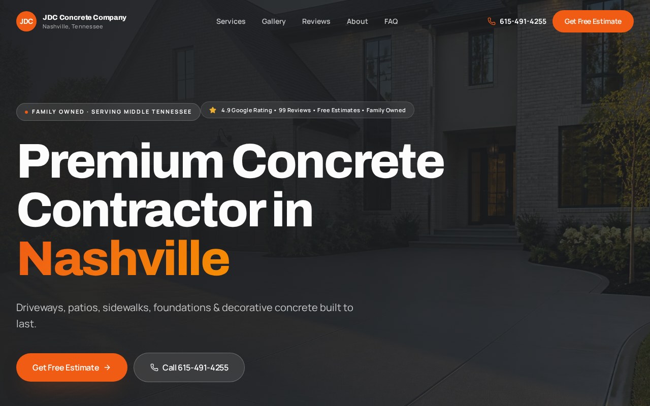 JDC Concrete website designed by Ziro Agency shown on a MacBook and iPhone