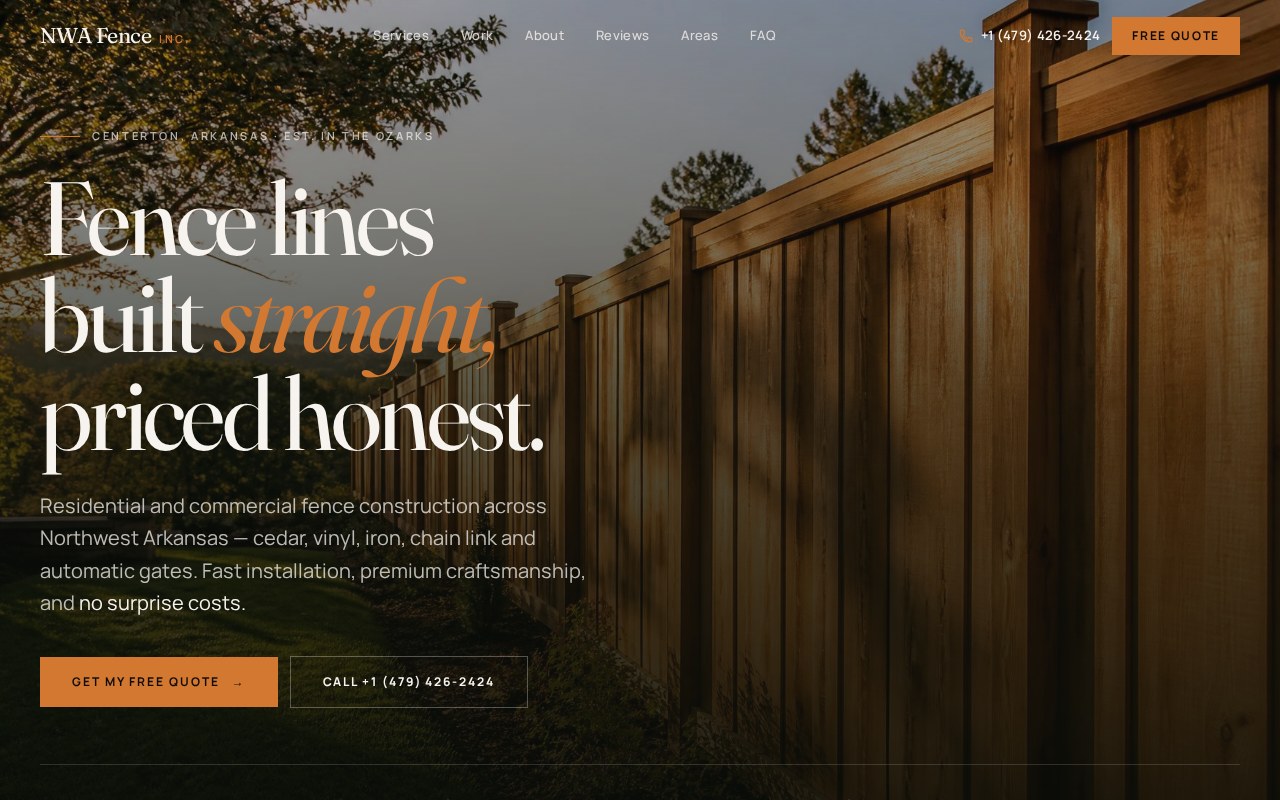 NWA Fence website designed by Ziro Agency, shown on a MacBook and iPhone